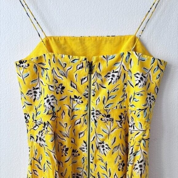 Alice + Olivia Glinda Floral Fit & Flare Silk Blend Mini Dress Yellow Size 0 - Picture 9 of 10